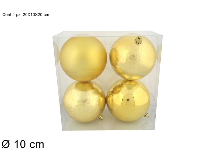 PALLE 3FINIT.ORO Cm10 Pz.4 BOX PVC 4910- - Natale > Sfere > Lucide - Ingrosso B2B Magazzini Scatigna