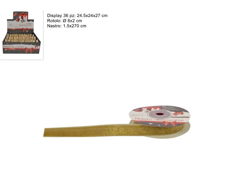 NASTRO VELL.ORO GLITT.ORO 1.5270 HM20-2 - Confezionamento > Nastri E Rotoli > Nastri - Ingrosso B2B Magazzini Scatigna