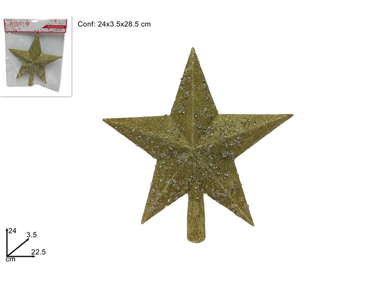 PUNTALE STELLA ORO GLIT.GHIACCIO 14581/G - Natale > Puntali > Stella - Ingrosso B2B Magazzini Scatigna