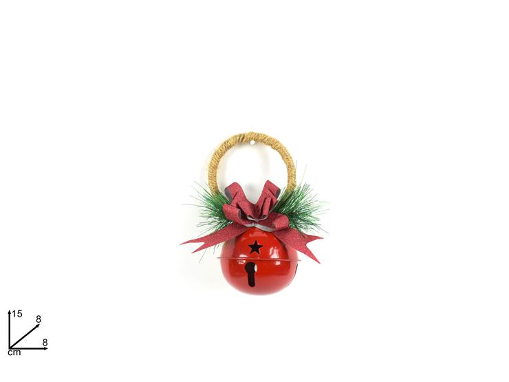 CAMPANELLO C/FIOCCO APPEND.ROSSO Cm8 023 - Natale > Appendini Albero > Appendini Campanelli - Ingrosso B2B Magazzini Scatigna