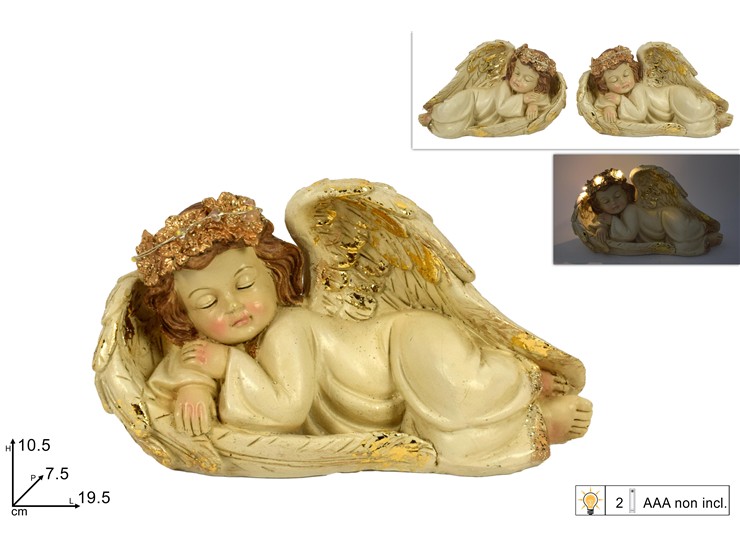 ANGELO ADDORMENT.C/LUCI BAT.2AS.720208ZN - Natale > Decorazioni Da Interno > Personaggi - Ingrosso B2B Magazzini Scatigna