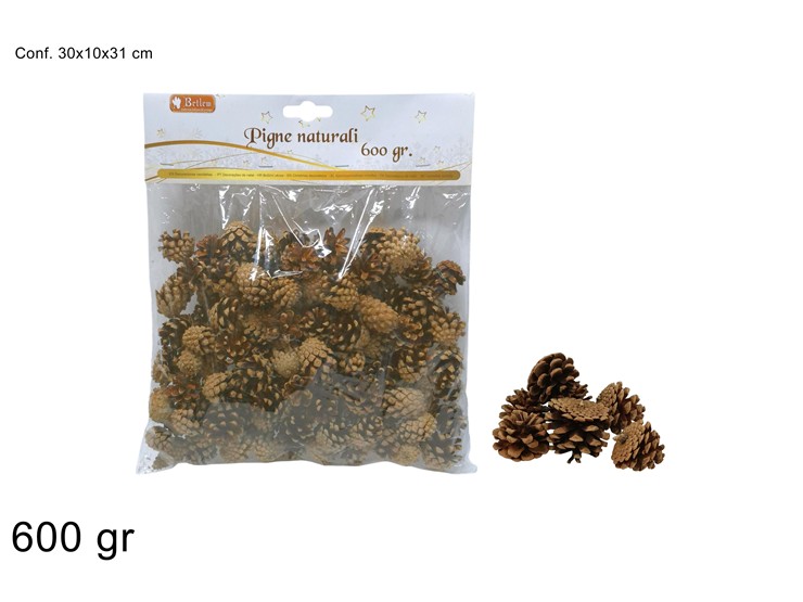 BUSTA PIGNE NATURALI Gr.600 Art.DXQ23-06 - Natale > Nativita Accessori > Pigne - Ingrosso B2B Magazzini Scatigna