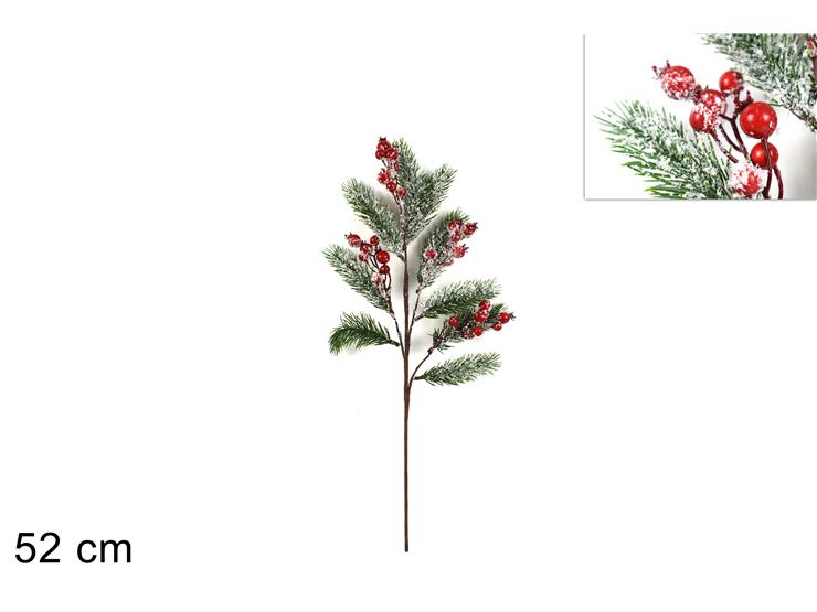 RAMO INNEVATO C/ BACCHE 52CM JH21095 - Natale > Bacche E Fiori > Spilloni Bacche - Ingrosso B2B Magazzini Scatigna