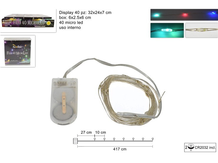 FILO 40MICRO LED MULTICOLOR DFMB-40LED-M - Natale > Luci Varie > Gocce Di Luce - Ingrosso B2B Magazzini Scatigna
