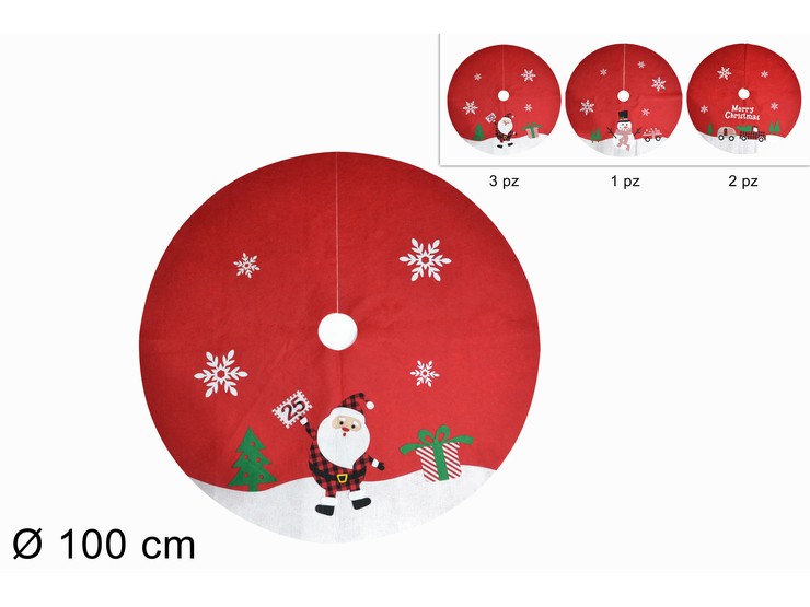 TAPPETO ALBERO FELTRO Cm.100 3AS.HY21029 - Natale > Alberi Accessori > Tappeti Alberi - Ingrosso B2B Magazzini Scatigna