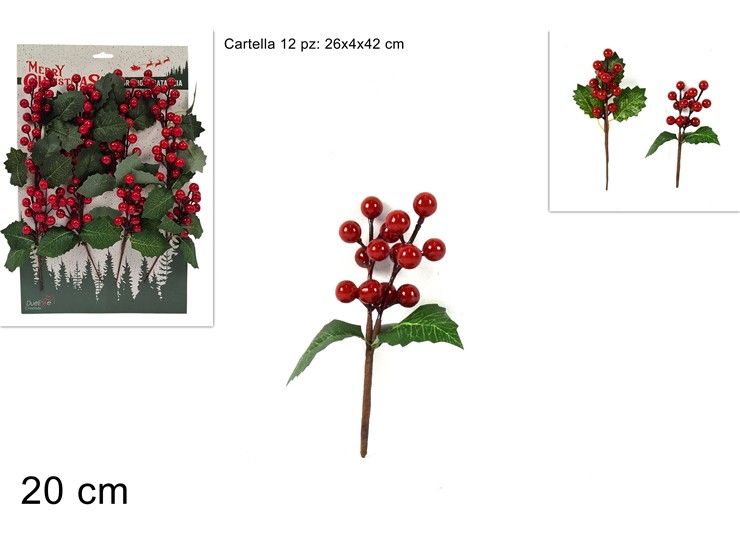 RAMETTO BACCHE 2ASS. XY2020-125-126 - Natale > Bacche E Fiori > Spilloni Bacche Piccole - Ingrosso B2B Magazzini Scatigna