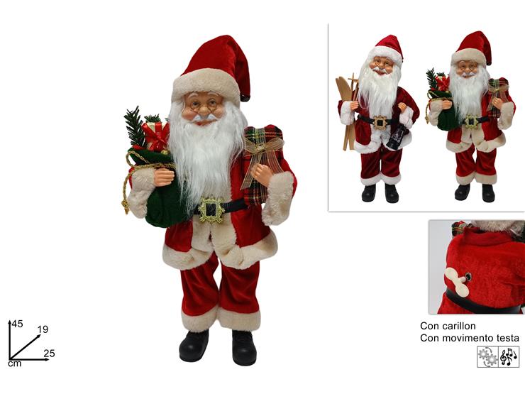 BABBO NATALE CARILLON Cm.45 PT23006 - Natale > Babbo Natale > Personaggi - Ingrosso B2B Magazzini Scatigna