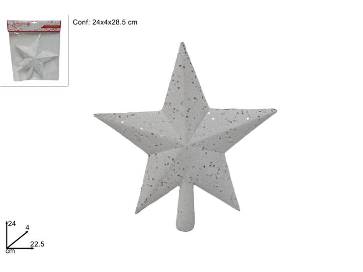 PUNTALE STELLA C/PAILLETTES BIANCO - Natale > Puntali > Stella - Ingrosso B2B Magazzini Scatigna