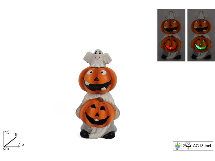 GNOMO C/TESTA ZUCCA E LUCE Cm.15 29226-2 - Halloween > Decorazioni > Decorazioni Zucca - Ingrosso B2B Magazzini Scatigna