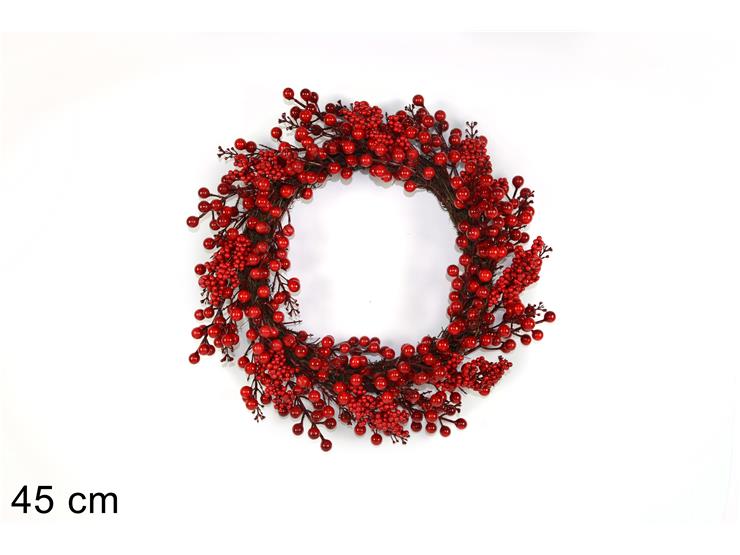 DIETROPORTA BACCHE TONDO Cm45 HMF9800429 - Natale > Dietroporta E Vetrofanie > Ghirlande A Corona - Ingrosso B2B Magazzini Scatigna
