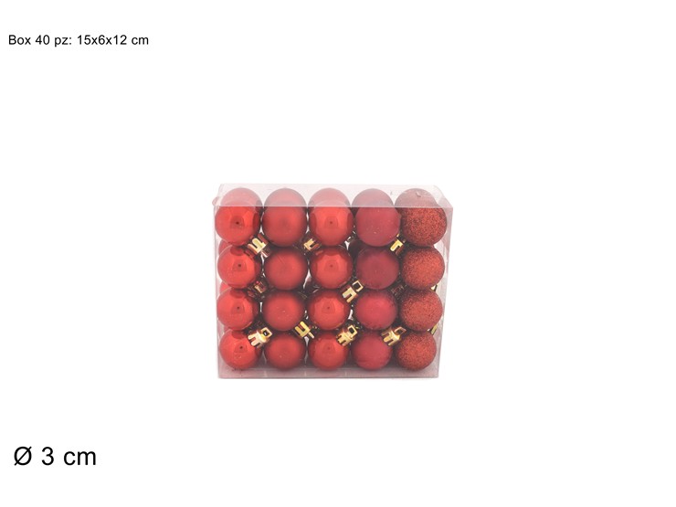 PALLE Cm.3 Pz.40 ROSSO 3040N1-5938AK03 - Natale > Sfere > Damascata 6 E 10cm - Ingrosso B2B Magazzini Scatigna