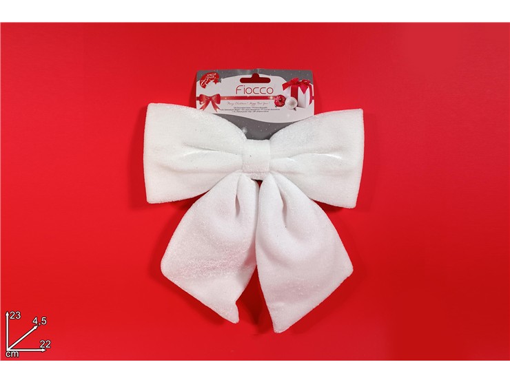 FIOCCO VELLUTO BIANCO Cm.22 HJH22-008W - Natale > Fiocchi > Bianco - Ingrosso B2B Magazzini Scatigna