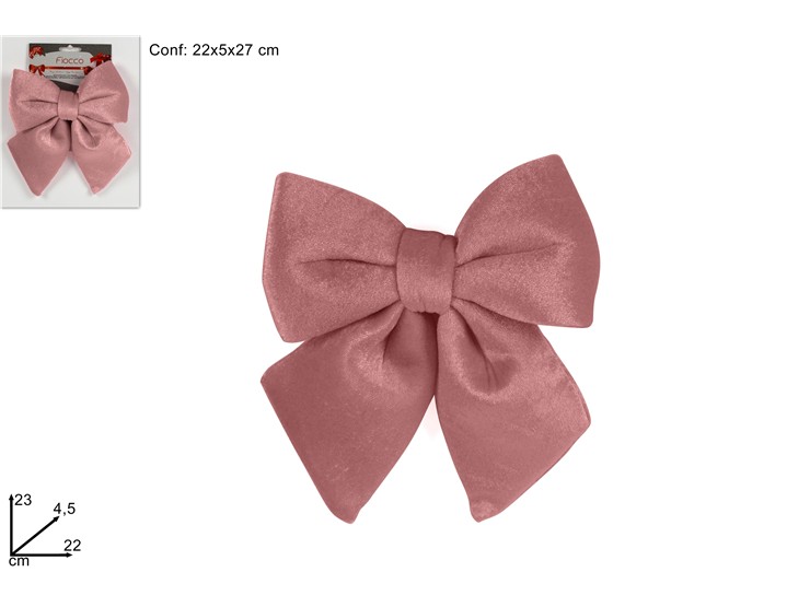 FIOCCO VELLUTO ROSA Cm.22 HJH22-008E - Natale > Fiocchi > Rosa - Ingrosso B2B Magazzini Scatigna
