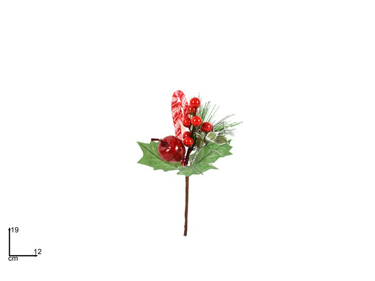 SPILLONE MELA C/CANDITO Cm.20 BZC22-057 - Natale > Bacche E Fiori > Spilloni Bacche Piccole - Ingrosso B2B Magazzini Scatigna