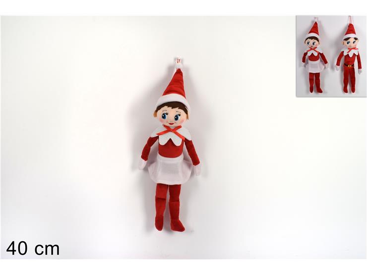 ELFO NATALIZIO PELUCHE Cm40 2AS.19-051AB - Natale > Decorazioni Da Interno > Personaggi - Ingrosso B2B Magazzini Scatigna