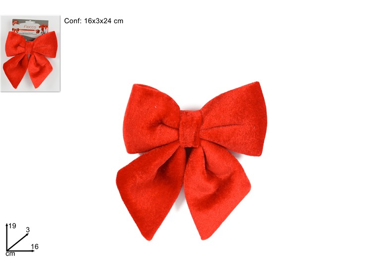 FIOCCO VELLUTO ROSSO Cm.16 HJH22-019R - Natale > Fiocchi > Rossi - Ingrosso B2B Magazzini Scatigna