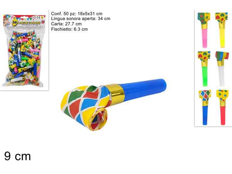 LINGUE SONORE IN CARTA Pz.50 - Party > Decorazioni E Tavola > Lingue Sonore - Ingrosso B2B Magazzini Scatigna