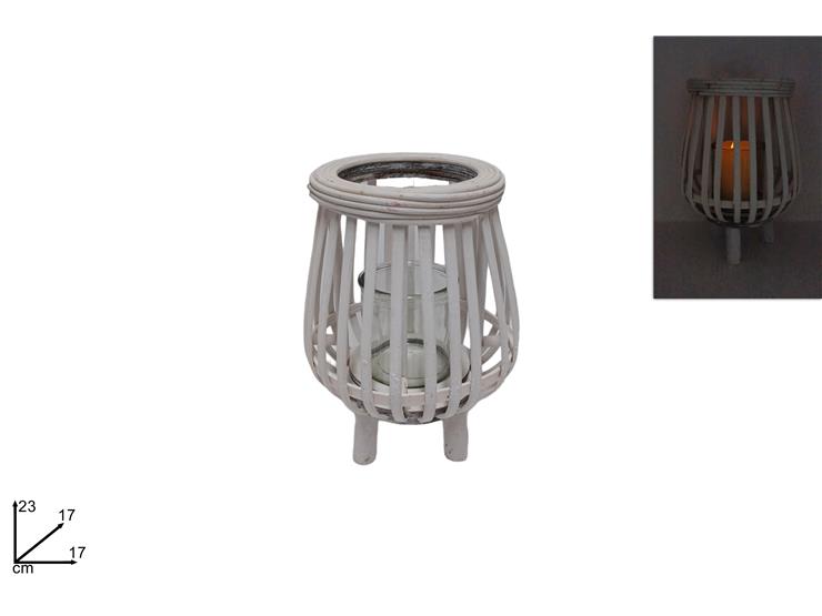 LANTERNA IN LEGNO BIANCA JH-L202302  - Everyday > Complementi Arredo > Decorazioni E Atmosfera - Ingrosso B2B Magazzini Scatigna