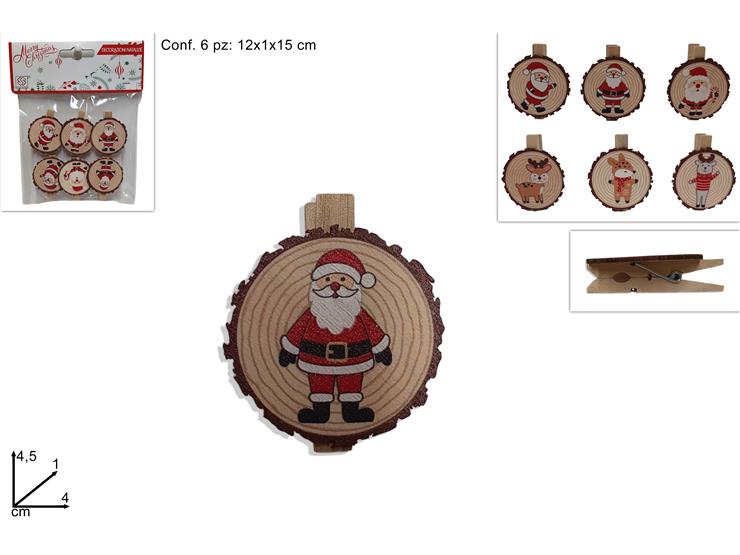 MOLLETT.NATALIZIE SET Pz.6 ASS.W14270A/C - Confezionamento > Mollette E Pinzette > Natale - Ingrosso B2B Magazzini Scatigna