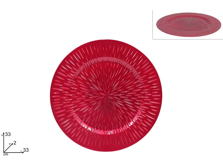 SOTTOPIATTO INTARSIATO ROSSO Cm.33 (F.02 - Natale > Tavola > Piatti E Sottopiatti - Ingrosso B2B Magazzini Scatigna