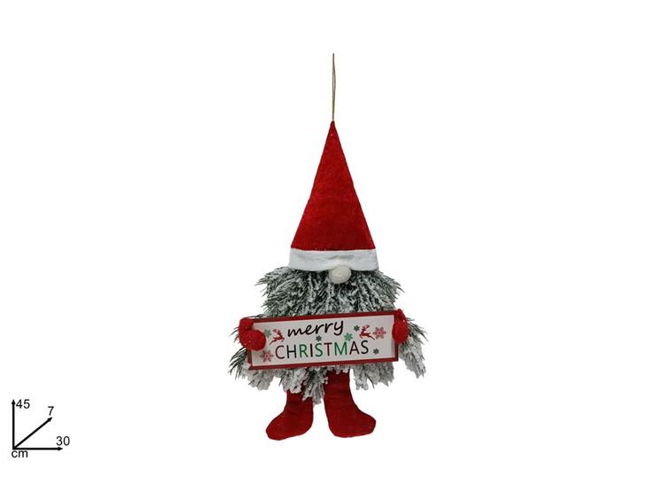 DIETROP.BAB.NATAL.C/CAP.VEL.ROSSO 231155 - Natale > Babbo Natale > Appendini - Ingrosso B2B Magazzini Scatigna
