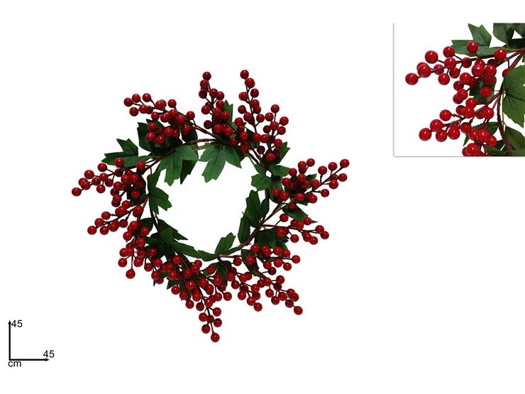 DIETROPORTA TONDO C/BACCHE Cm.45 201612 - Natale > Dietroporta E Vetrofanie > Ghirlande A Corona - Ingrosso B2B Magazzini Scatigna