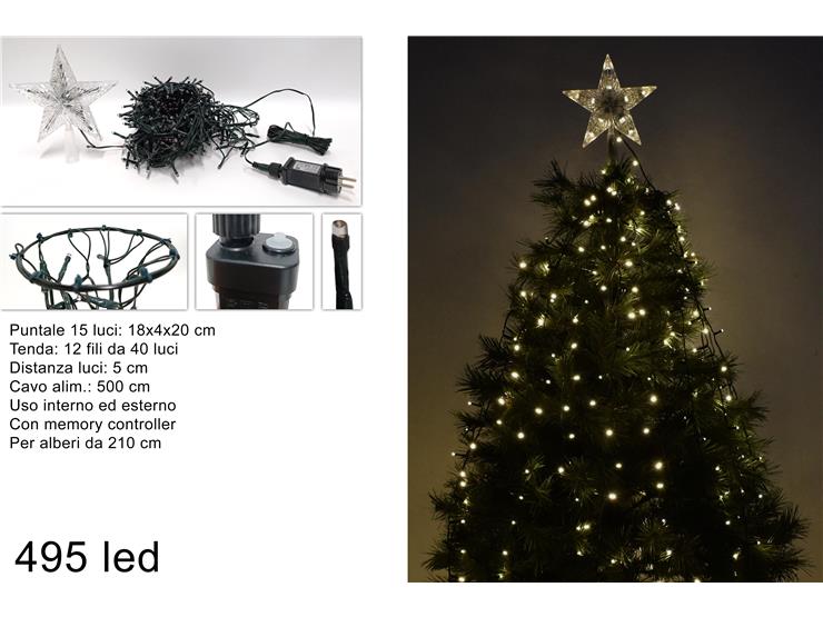 TENDA ALBERO MINIL.C/PUNT.495LED BIAN.CA - Natale > Luci Interno > Mantello Led - Ingrosso B2B Magazzini Scatigna