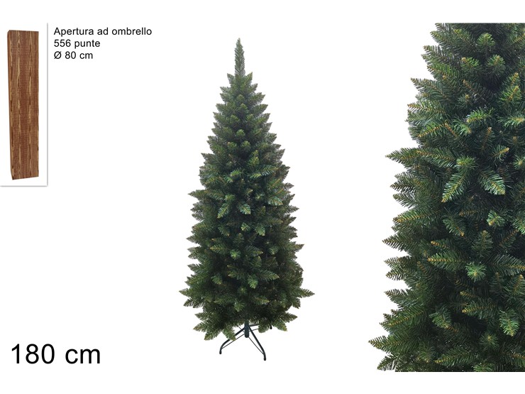 ALBERO NATALE ALASKA SLIM Cm180 556P.60 - Natale > Alberi > Verdi - Ingrosso B2B Magazzini Scatigna
