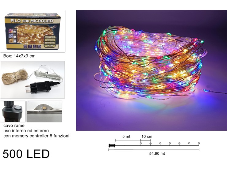 FILO 500MICROL.CAV.RAME C/TRAS.MEM.MULTI - Natale > Luci Varie > Gocce Di Luce - Ingrosso B2B Magazzini Scatigna