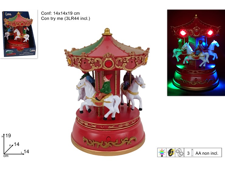 GIOSTRINA CAROSELLO C/MUS.MOV.C/LUC24014 - Natale > Giostrine > Batteria - Ingrosso B2B Magazzini Scatigna