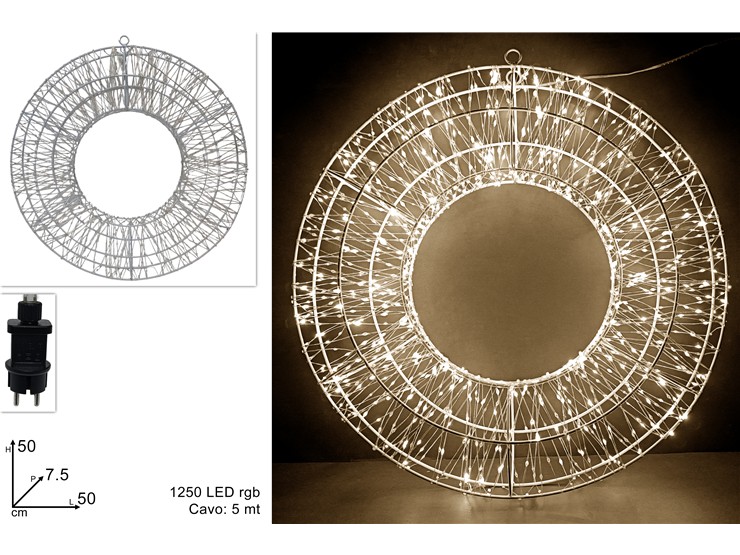 CERCHIO LUMINOSO 50CM 1250LED BIANCO CAL - Natale > Luci Varie > Forme Luminose - Ingrosso B2B Magazzini Scatigna