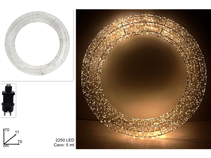 CERCHIO LUMINOSO BIANCO CALDO Cm.70 2250 - Natale > Luci Varie > Forme Luminose - Ingrosso B2B Magazzini Scatigna
