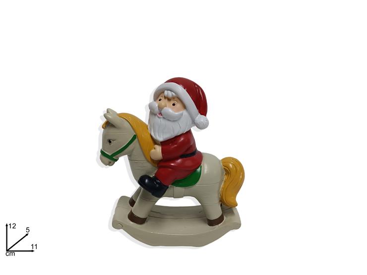 CAVALLO A DONDOLO C/BABBO NATALE 18C595 - Natale > Babbo Natale > Personaggi - Ingrosso B2B Magazzini Scatigna