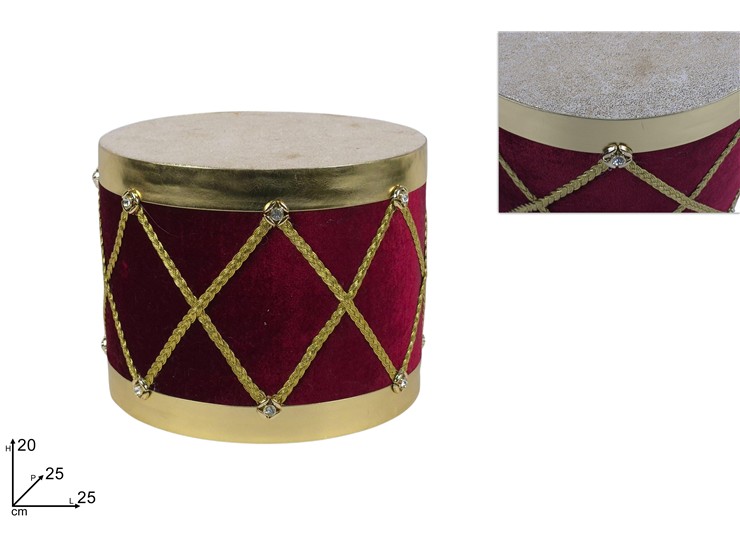 TAMBURO VELLUTO2520cmBORDEAUXC/ORODY266 - Preordine Natale > Decorazioni > Da Appoggio - Ingrosso B2B Magazzini Scatigna