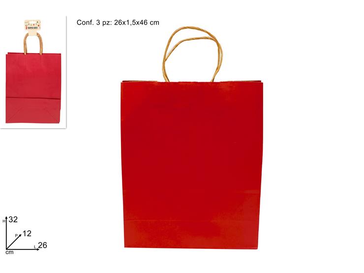 BUSTA CARTA ROSSA Cm.263212 Pz3 9/RED - Confezionamento > Buste Regalo > Carta Color - Ingrosso B2B Magazzini Scatigna