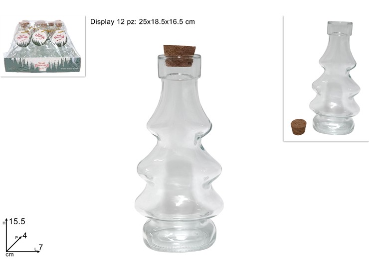 BOTTIGLIETTA ALBERO VET.C/TAPPO SUGH.15 - Natale > Tavola > Bottiglie Vetro - Ingrosso B2B Magazzini Scatigna