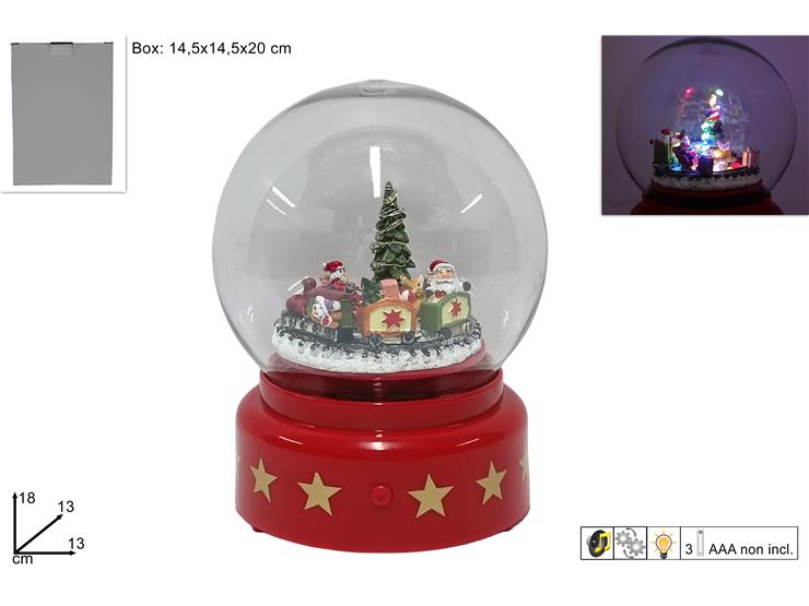 AMPOLLA PLAST.C/TRENINO C/MUS.Cm13 68426 - Natale > Decorazioni Da Interno > Ampolle Con Neve - Ingrosso B2B Magazzini Scatigna