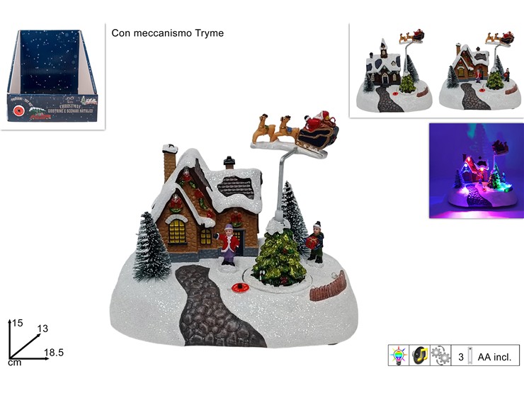 GIOSTRINA SCENAR.CASA C/SLITTA 2ASS.468- - Natale > Giostrine > Batteria - Ingrosso B2B Magazzini Scatigna