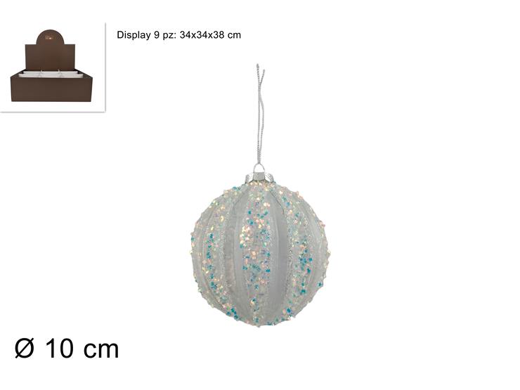 PALLA VETRO TRASP.FILI LAM.Cm.10 100-102 - Natale > Sfere Vetro > Display - Ingrosso B2B Magazzini Scatigna