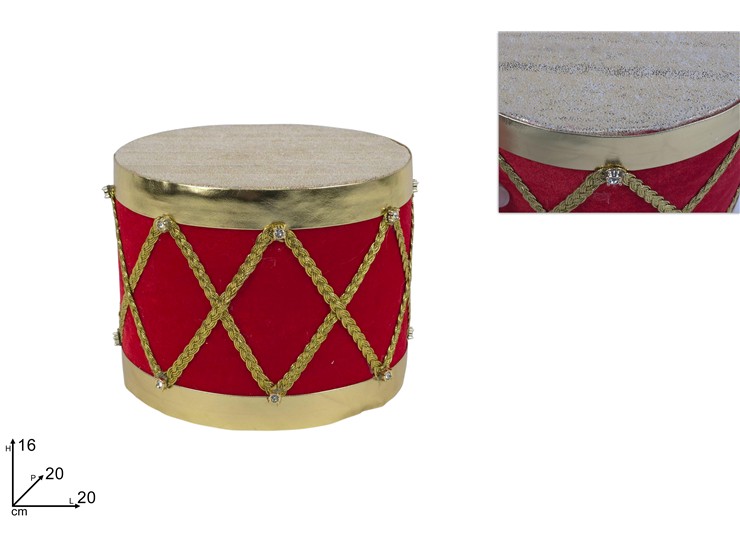 TAMBURO VELL ROSSO C/ORO 2016cmDY266146 - Preordine Natale > Decorazioni > Da Appoggio - Ingrosso B2B Magazzini Scatigna