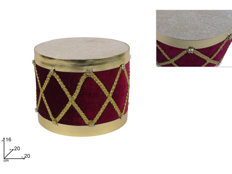 TAMBURO VELL 2016cm BORDE/ORO DY266147C - Preordine Natale > Decorazioni > Da Appoggio - Ingrosso B2B Magazzini Scatigna