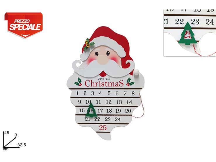 VISO BABBO NATALE LEGNO CALEND.AVVENTO28 - Natale > Decorazioni Da Interno > Calendario Avvento - Ingrosso B2B Magazzini Scatigna