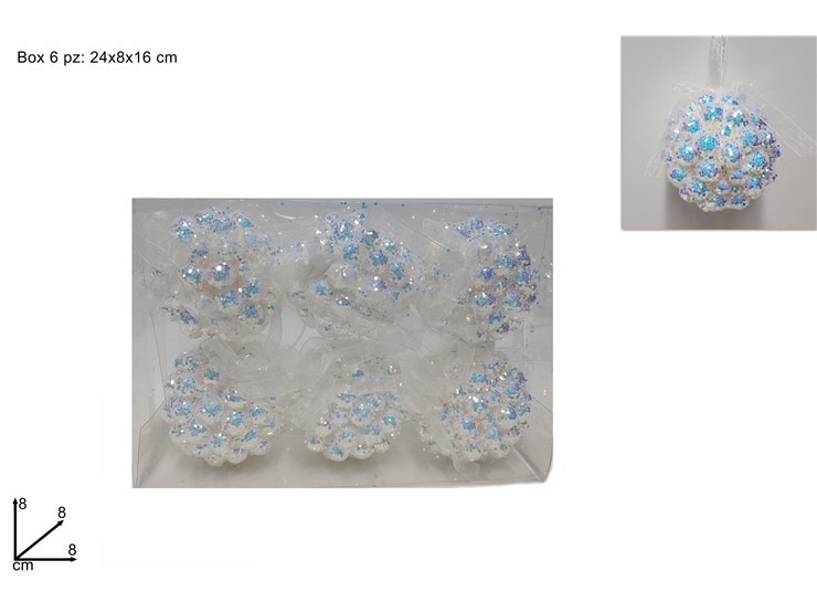 PALLE PALLIN.GHIACCIO Cm.8 Pz.6 249980W - Natale > Sfere > Micropalline - Ingrosso B2B Magazzini Scatigna