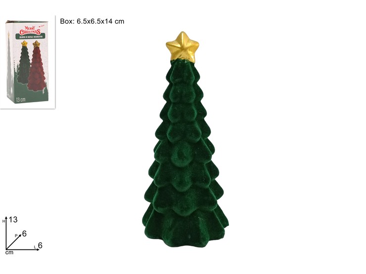 ALBERO VELLUTO VERDE Cm.13 JWD23S1001GR - Natale > Decorazioni Da Interno > Alberelli Arredo - Ingrosso B2B Magazzini Scatigna
