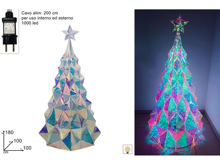 ALBERO LUMINOSO RAINBOW Mt.1,8 S-005-180 - Natale > Luci Varie > Luminosi Iridescenti - Ingrosso B2B Magazzini Scatigna