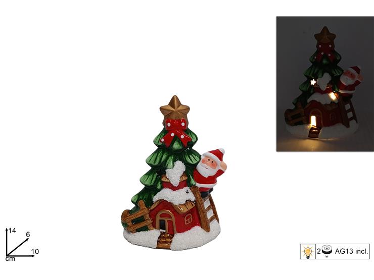 DECORAZIONE ALBERO C/BABBO NATALE Cm.14 - Natale > Decorazioni Da Interno > Articoli Luminosi - Ingrosso B2B Magazzini Scatigna