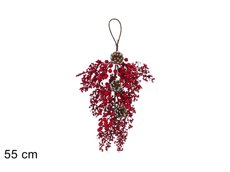DIETROP.LUNGO C/BACCHE PIGNE Cm55 221692 - Natale > Dietroporta E Vetrofanie > Grappoli - Ingrosso B2B Magazzini Scatigna