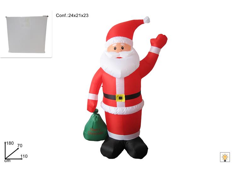 BABBO NATALE C/SACCO GONF.Cm.180 QS-25 - Natale > Decorazioni Grande Formato > Gonfiabili - Ingrosso B2B Magazzini Scatigna