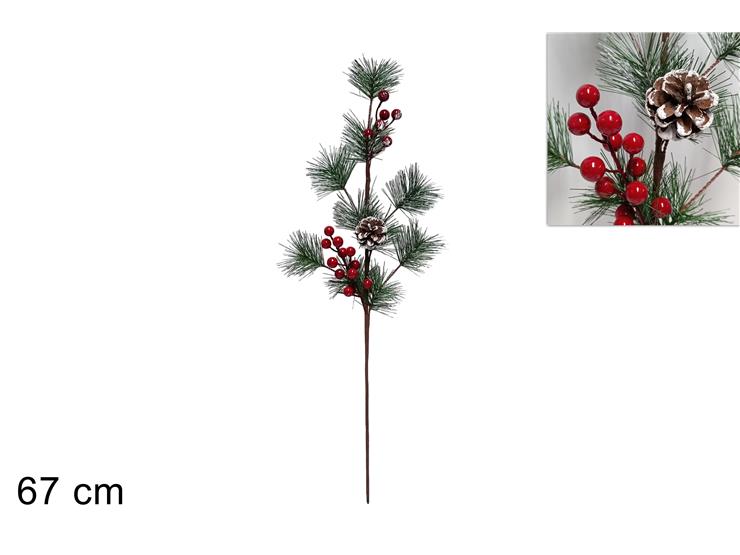STELO BACCHE E PIGNE INNEVATE Cm.67 2401 - Natale > Bacche E Fiori > Spilloni Bacche - Ingrosso B2B Magazzini Scatigna