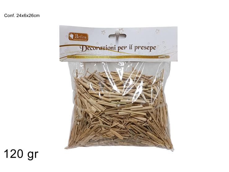 PAGLIA NATURALE IN BUSTA Gr.120 DXQ23-24 - Natale > Nativita Accessori > Trucioli E Vari - Ingrosso B2B Magazzini Scatigna
